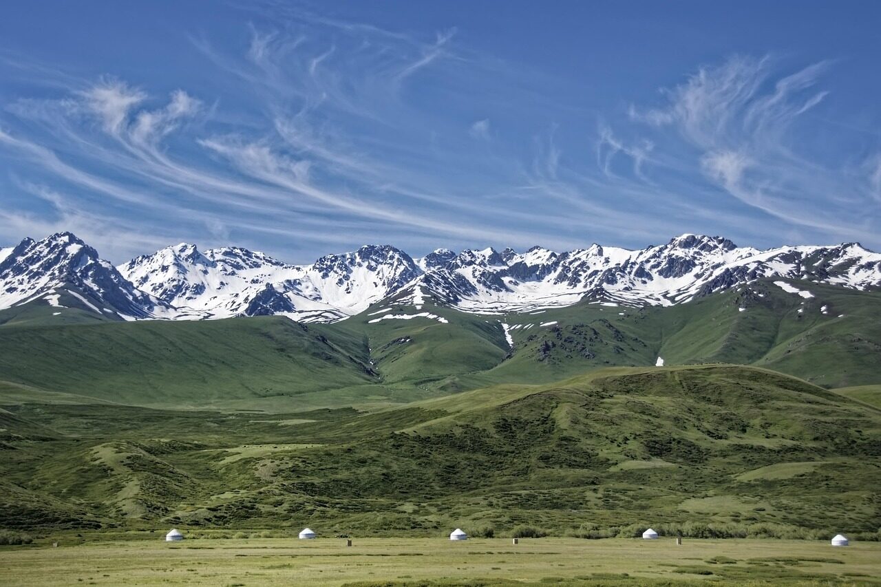 kyrgyzstan, mountains, suusamyrtoo mountain range, mountain range, yurts, landscape, nature, snow, glacier, heaven, clouds, central asia, kyrgyzstan, kyrgyzstan, kyrgyzstan, kyrgyzstan, kyrgyzstan