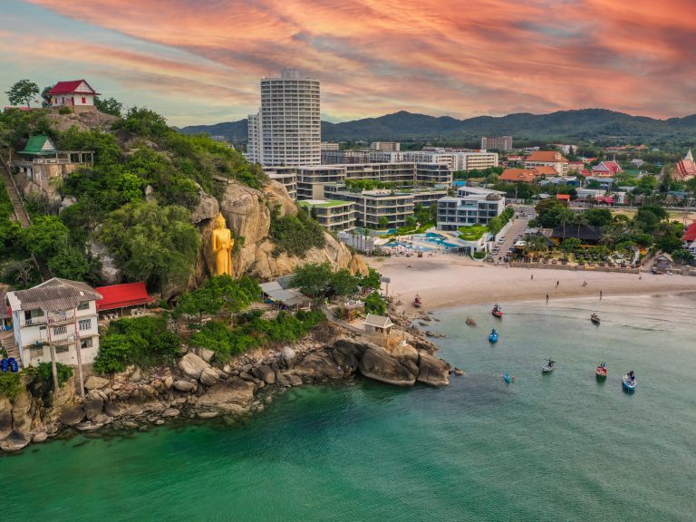 Wat Khao Takiab hill and beach in hua Hin, Prachuap Khiri Khan, Thailand, south east asia
